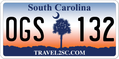 SC license plate OGS132