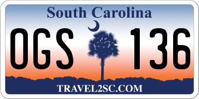 SC license plate OGS136