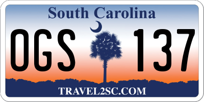 SC license plate OGS137