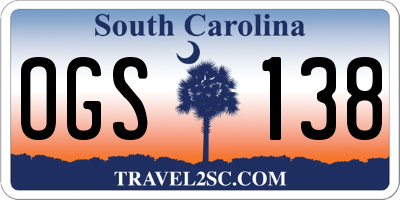 SC license plate OGS138
