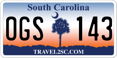 SC license plate OGS143