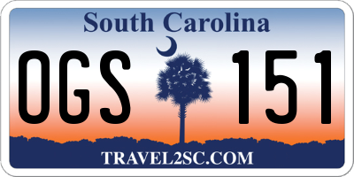 SC license plate OGS151