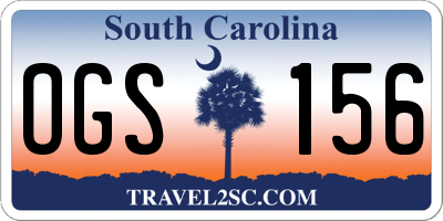 SC license plate OGS156