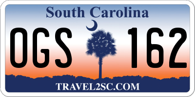 SC license plate OGS162