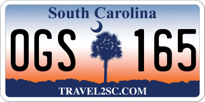 SC license plate OGS165