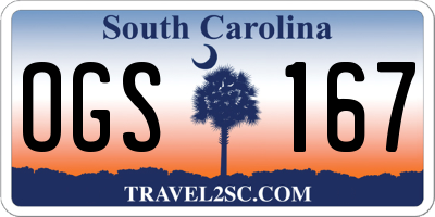 SC license plate OGS167