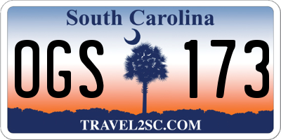 SC license plate OGS173