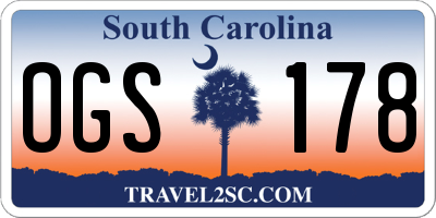 SC license plate OGS178