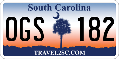 SC license plate OGS182