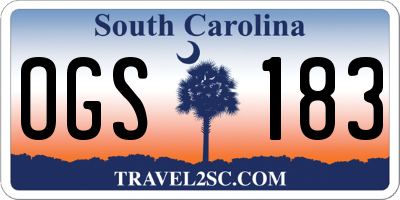 SC license plate OGS183