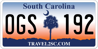 SC license plate OGS192
