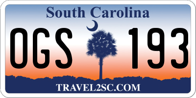 SC license plate OGS193