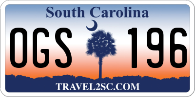 SC license plate OGS196