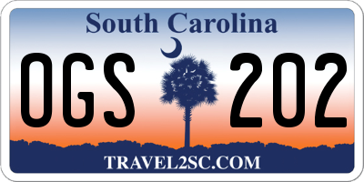 SC license plate OGS202