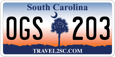 SC license plate OGS203