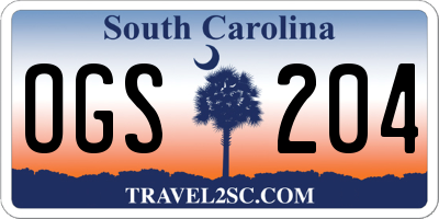 SC license plate OGS204