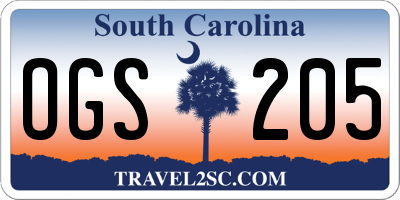 SC license plate OGS205