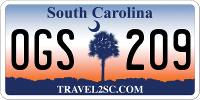 SC license plate OGS209