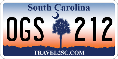 SC license plate OGS212