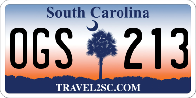 SC license plate OGS213