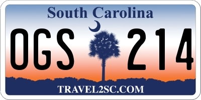 SC license plate OGS214