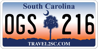 SC license plate OGS216