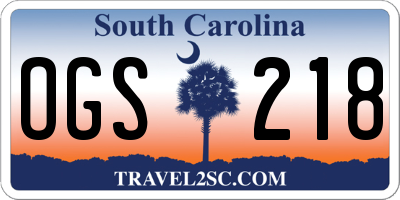 SC license plate OGS218