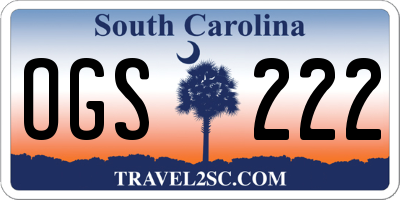SC license plate OGS222