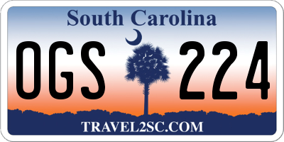 SC license plate OGS224