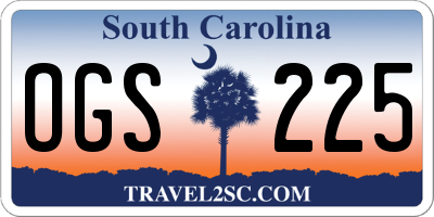 SC license plate OGS225