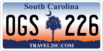 SC license plate OGS226
