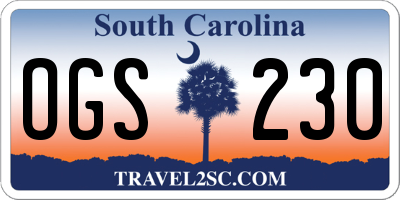 SC license plate OGS230