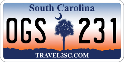 SC license plate OGS231