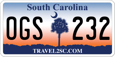 SC license plate OGS232
