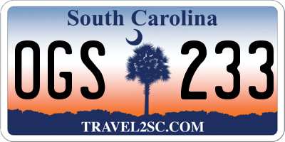 SC license plate OGS233