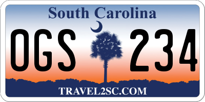 SC license plate OGS234