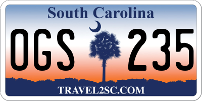 SC license plate OGS235