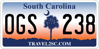 SC license plate OGS238