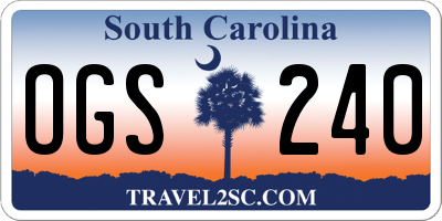 SC license plate OGS240