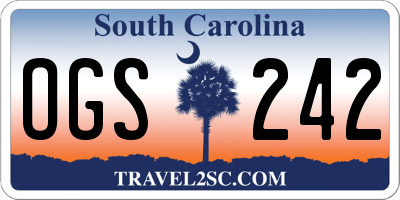 SC license plate OGS242