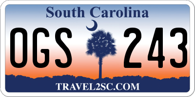 SC license plate OGS243