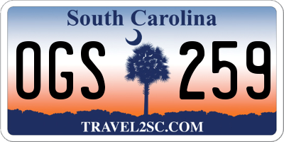 SC license plate OGS259