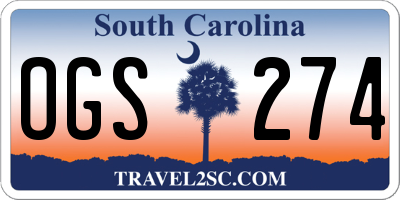 SC license plate OGS274