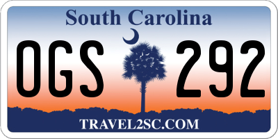 SC license plate OGS292