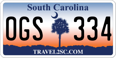 SC license plate OGS334