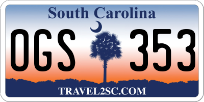 SC license plate OGS353