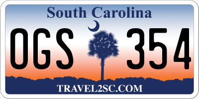 SC license plate OGS354