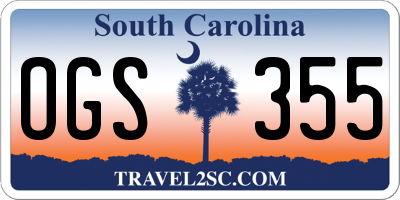 SC license plate OGS355
