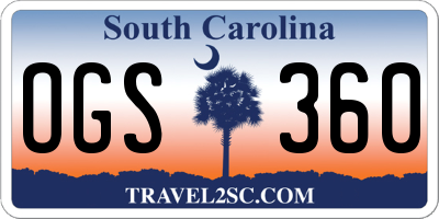SC license plate OGS360