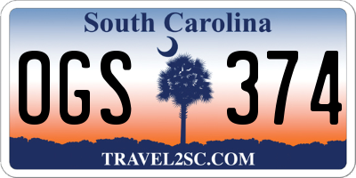 SC license plate OGS374